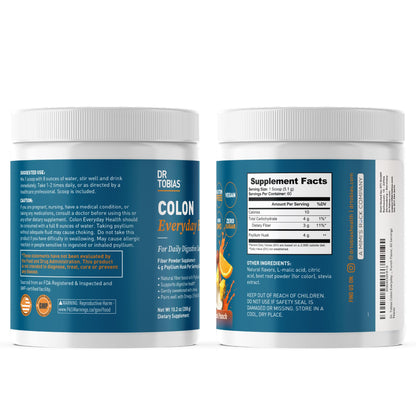 Dr. Tobias Colon Everyday Health - Gut Health for Women & Men - Psyllium Fiber Powder Drink with 4g Psyllium Husk Powder per Serving, Vegan, Gluten Free