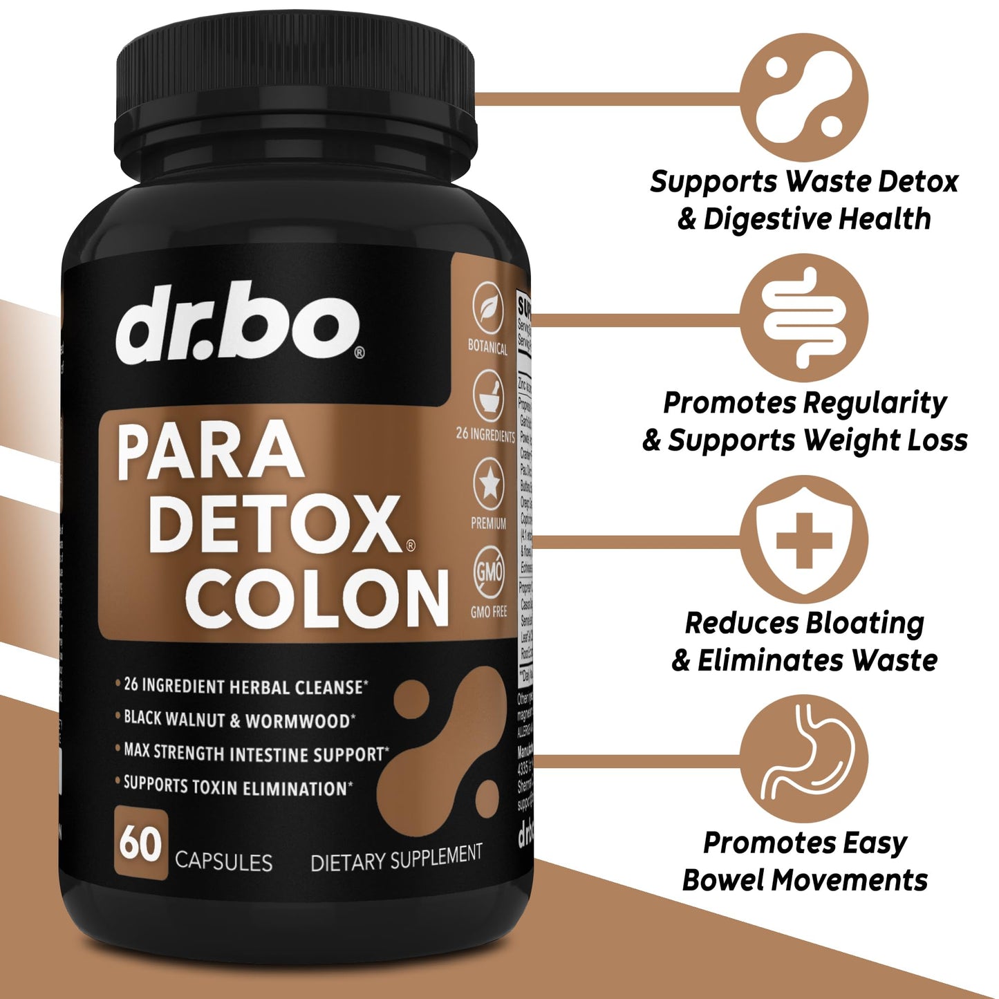 Colon Cleanse Pills Body Detox - Intestinal Guard Cleanser for Stomach - Natural Weight Flush Cleaner Supplement Complex, Women Men Kids, Herbal Wormwood