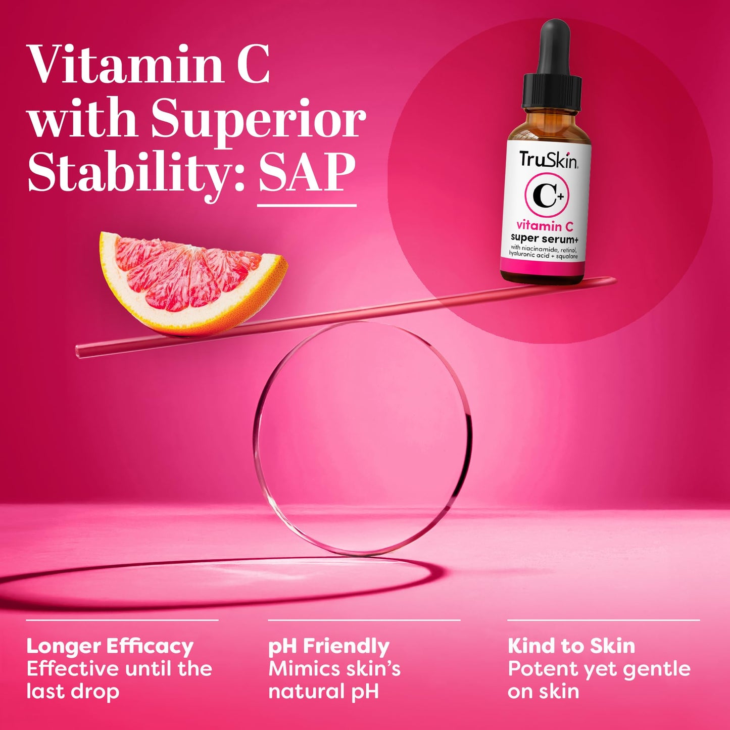 TruSkin Vitamin C Super Serum for Face - Five Skin Benefits in One Serum with Vitamin C, Retinol, Niacinamide, Hyaluronic Acid & Squalane