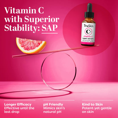TruSkin Vitamin C Super Serum for Face - Five Skin Benefits in One Serum with Vitamin C, Retinol, Niacinamide, Hyaluronic Acid & Squalane