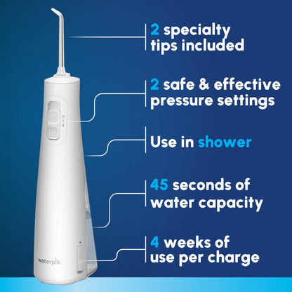 Waterpik Cordless Pulse 3100 Rechargeable Portable Water Flosser for Teeth, Gums, Braces Care and Travel with 2 Flossing Tips, Waterproof for Shower Use