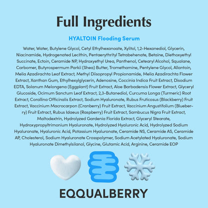 EQQUALBERRY Hyaltoin Flooding Smoothie Serum | 5% Hyaluronic Acid Serum for Face & Redness Relief | Deep Hydrating Cooling Care with 5 Ceramides