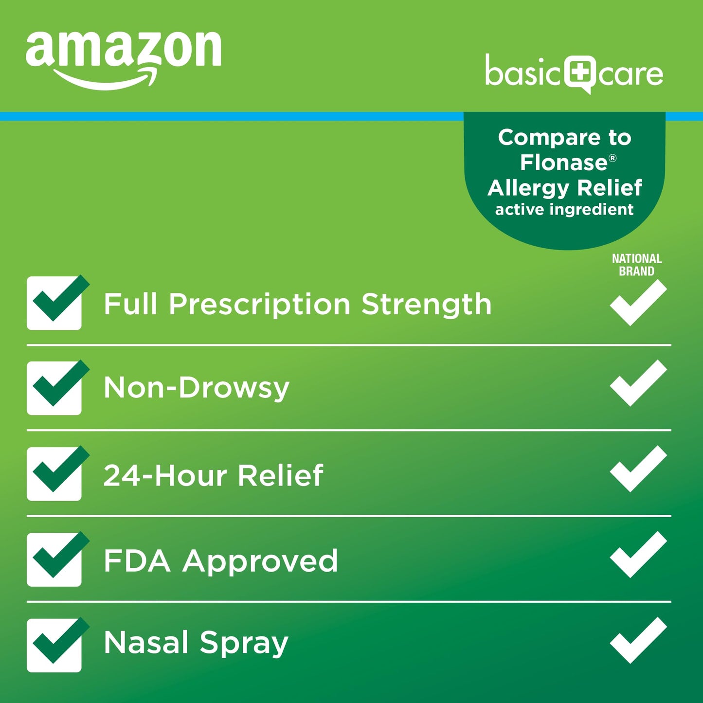 Amazon Basic Care 24-Hour Allergy Relief Nasal Spray, Fluticasone Propionate (Glucocorticoid), 50 mcg, Full Prescription Strength, Non-Drowsy, 0.62 Fl Oz Amazon Basic Care buy supplements Au