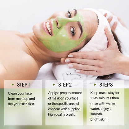 SHVYOG Green Tea Face Mask, Antioxidant Green Tea Clay Mask with Volcanic Mud, Deep Cleansing & Moisturizing & Hydrating Clay Facial Mask