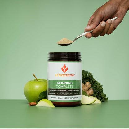 ACTIVATEDYOU Morning Complete Daily Wellness Greens Superfood Drink Mix for Gut Health w/Prebiotics, Probiotics, Antioxidants, Green Superfoods,
