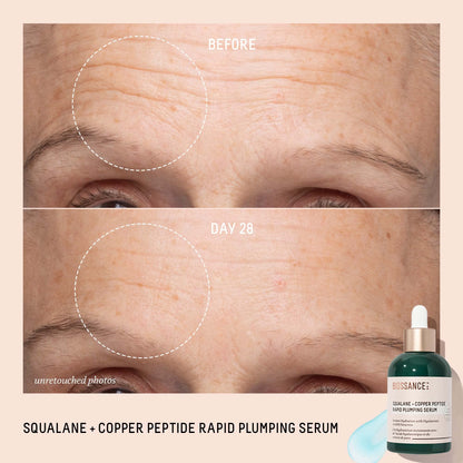 Biossance Squalane + Copper Peptide Rapid Plumping Serum - Face Serum for All Skin Types - Visibly Plumping + Firming Skin, Fine Lines + Wrinkles,