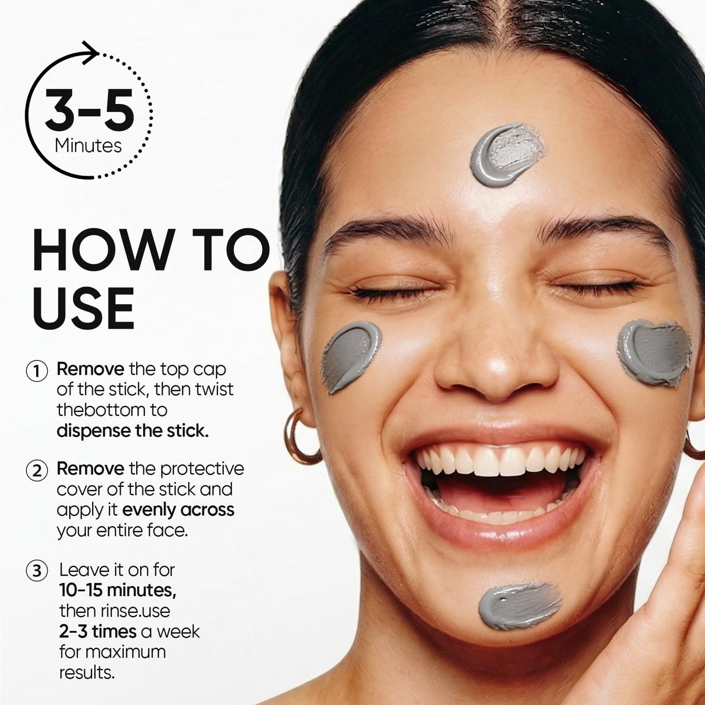 SKINTIFIC Deep Pore Cleansing Blackhead Remover Face Mask Stick, Mud Mask with Natural Alaska Volcano Clay, Gentle Exfoliating, Smoothing Skin