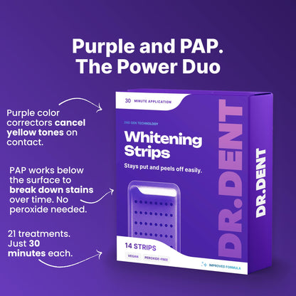 DRDENT Purple Teeth Whitening Strips 21 Treatments - Safe for Enamel - Non Sensitive Teeth Whitening