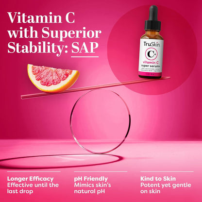 TruSkin Vitamin C Super Serum for Face - Five Skin Benefits in One Serum with Vitamin C, Retinol, Niacinamide, Hyaluronic Acid & Squalane