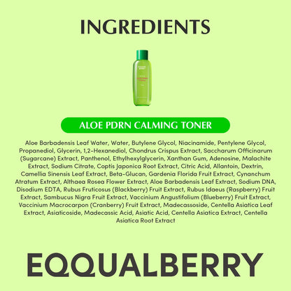 EQQUALBERRY Aloe PDRN Calming Toner, for Sensitive, | Instant Relief & Cooling | Non-Comedogenic & Fungal Acne Safe, Skin Barrier Repair