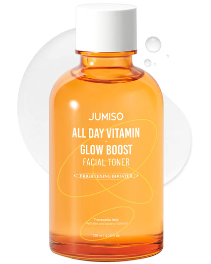 JUMISO All Day Vitamin Glow Boost Facial Toner, Vitamin Daily Toner, Vitamin B,C Toner, Skin Brightening Hydrating, Glowing Toner, Naturally Radiant&Plump Skin, EO&Fragrance Free, 125ml 4.22 FL.OZ