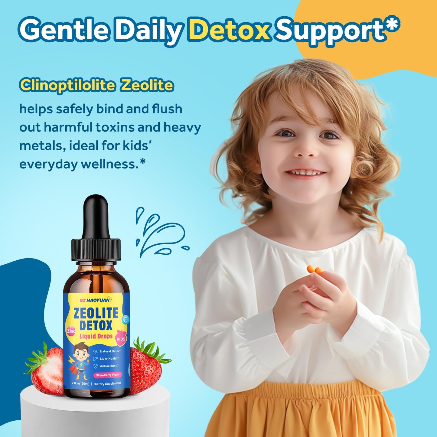 Zeolite Detox for Kids & Adults, Liquid Zeolite Detox Drops with Clinoptilolite, Vitamin C, Zinc, NAC & Milk Thistle – Supports Gentle Liver & Gut Cleansing