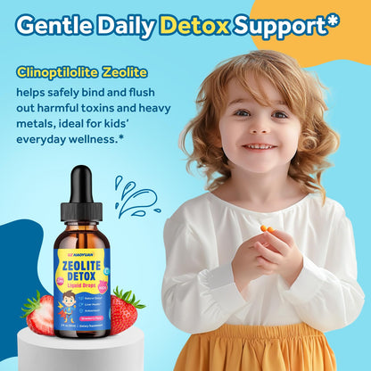 Zeolite Detox for Kids & Adults, Liquid Zeolite Detox Drops with Clinoptilolite, Vitamin C, Zinc, NAC & Milk Thistle – Supports Gentle Liver & Gut Cleansing