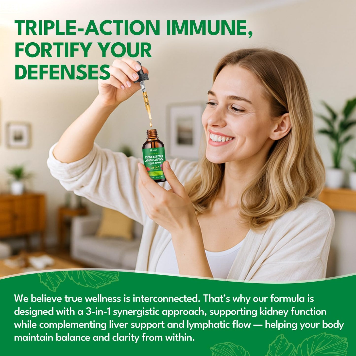 24-in-1 Kidney & Liver, Lymph Cleanse Detox & Repair Drops, Three Immune Formula with Cranberry, Milk Thistle, Vegan Urinary Tract & Lymphatic Drainage