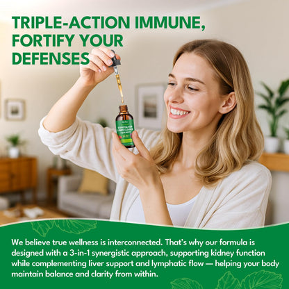 24-in-1 Kidney & Liver, Lymph Cleanse Detox & Repair Drops, Three Immune Formula with Cranberry, Milk Thistle, Vegan Urinary Tract & Lymphatic Drainage