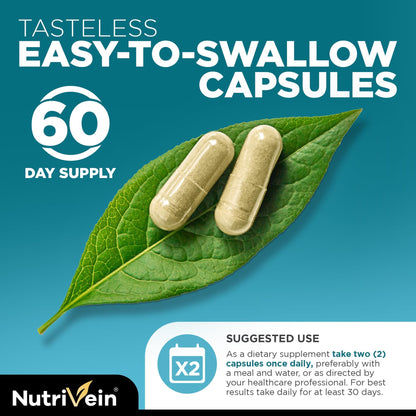 Nutrivein Organic Sea Moss 1600mg Plus Bladderwrack & Burdock - 120 Caps for Adults - Prebiotic Super-Food - Immune System & Digestive Health