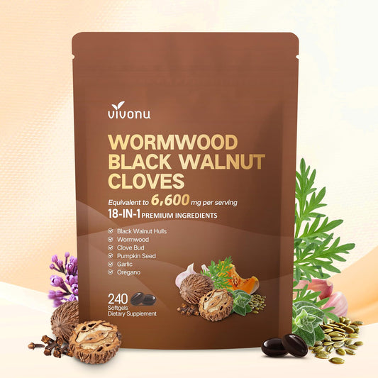 18-in-1 Black Walnut Wormwood Cleanse for Humans, 80 Day Supply, Serving, Rapid Gut Cleanse & Digestive Health with Clove, Garlic, Turmeric, Pumpkin Seed,