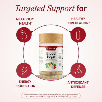 Snap Supplements Blood Sugar Blend, CoQ10, Cinnamon, and Gymnema to Support Already Healthy Blood Sugar, Metabolic Health and Energy,
