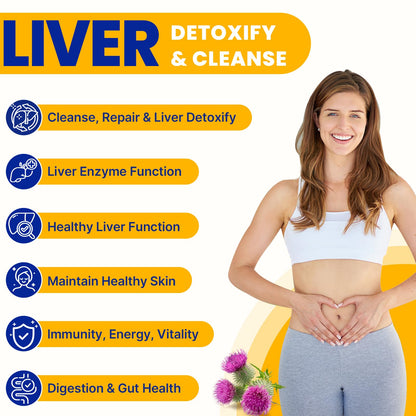 Liver Detoxify Repair & Cleanse, 20 Billion Afu Akkermansia Probiotic with Milk Thistle, Dandelion & Turmeric, 8-in-1 Herbal Formula for Liver Support & Renew,