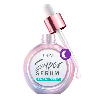 Olay Super Serum Night Repair, Fragrance-Free - Niacinamide, Peptide, Salicylic & Lactic Acid, Glycerin - 5-in-1 Skin Care Benefits - Hydrating, Evens Tone
