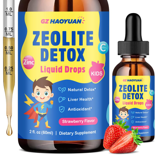 Zeolite Detox for Kids & Adults, Liquid Zeolite Detox Drops with Clinoptilolite, Vitamin C, Zinc, NAC & Milk Thistle – Supports Gentle Liver & Gut Cleansing