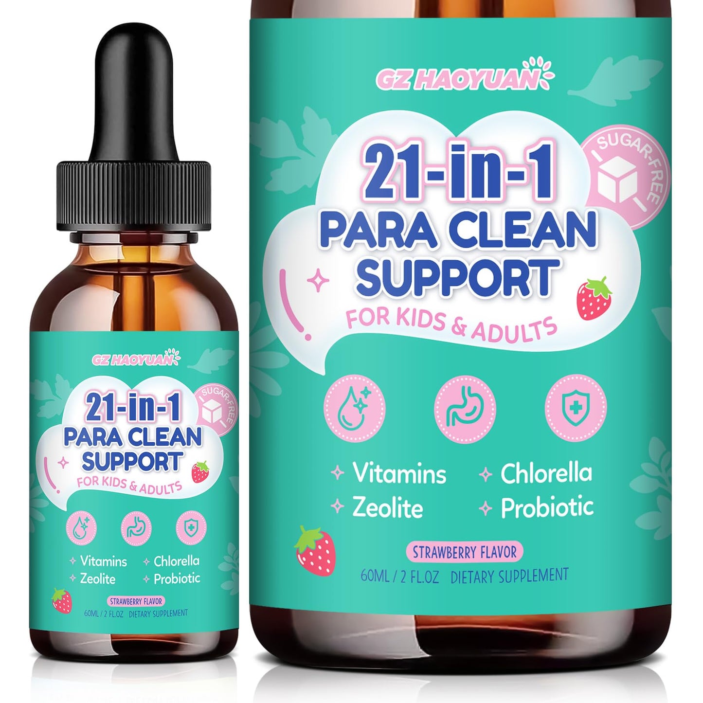 21 in 1 Parasite Cleanse for Humans & Kids, Herbal Gut Cleanse Liquid Drops – Wormwood, Black Walnut, Zeolite, Chlorella,10B Probiotics & Clove,