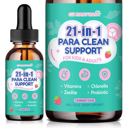 21 in 1 Parasite Cleanse for Humans & Kids, Herbal Gut Cleanse Liquid Drops – Wormwood, Black Walnut, Zeolite, Chlorella,10B Probiotics & Clove,