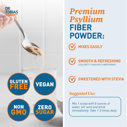 Dr. Tobias Colon Everyday Health - Gut Health for Women & Men - Psyllium Fiber Powder Drink with 4g Psyllium Husk Powder per Serving, Vegan, Gluten Free