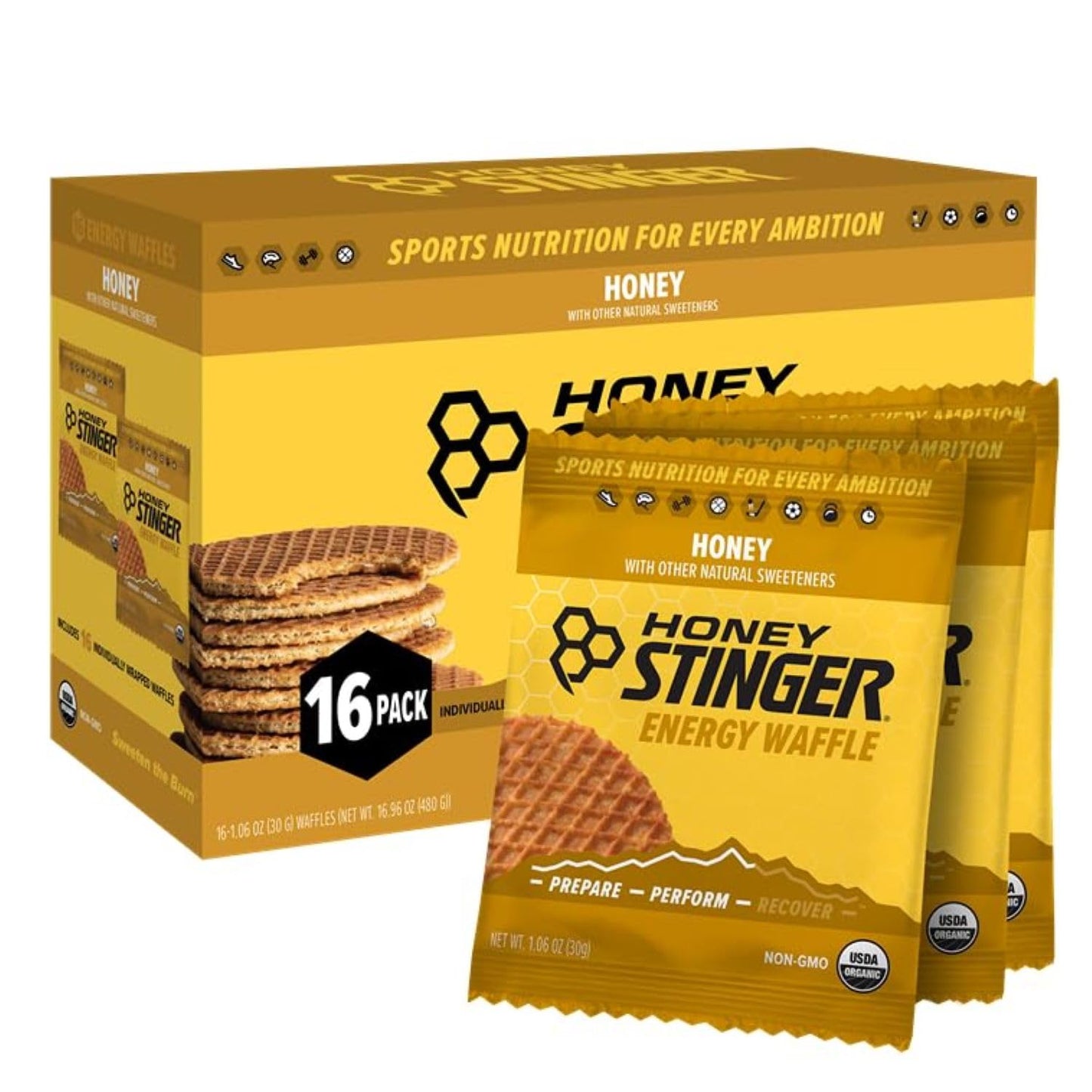 Honey Stinger Organic Honey Waffle, Energy Stroopwafel for Exercise, Endurance and Performance, Sports Nutrition for Home & Gym,