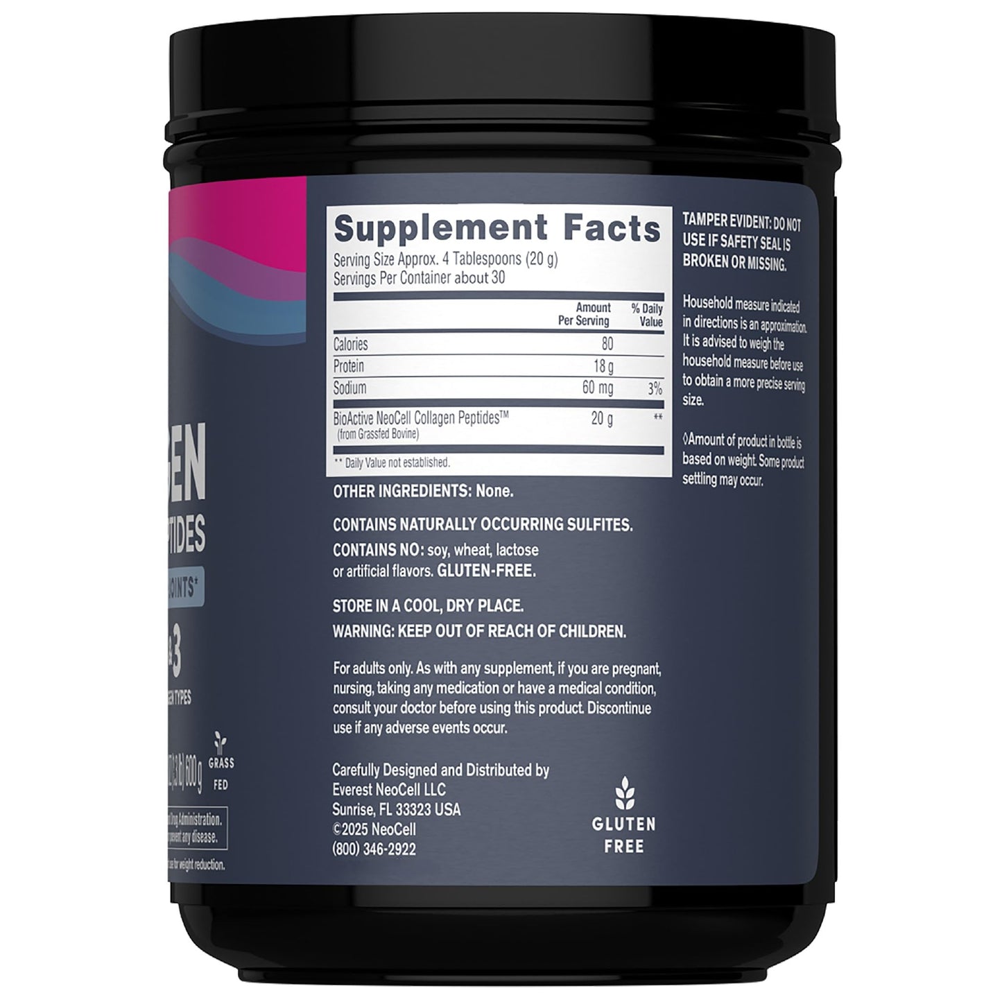 NeoCell Super Collagen Peptides Powder | 30 Servings | Unflavored | Types I & III | Grass Fed Bovine Supplement | Hair, Skin, & Nails | for Women and Men