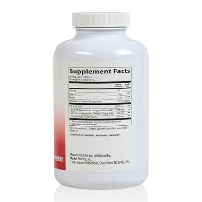 Heart Health Essential Omega III Fish Oil with Vitamin E – High EPA & DHA for Heart, Triglyceride & Blood Flow Support, Lemon Oil, Gluten-Free,