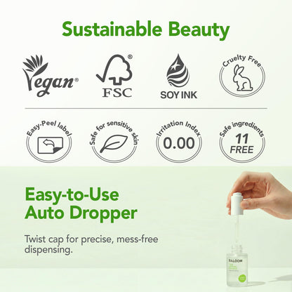 BALOOM Centella Asiatica Calming Ampoule with TECA & Niacinamide - Korean Cica Serum for Sensitive Skin - Soothing Redness Relief,