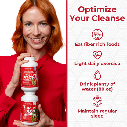 Health Plus Super Colon Cleanse 15 Day Supply of Gentle Gut Cleanse Detox, Psyllium Husk, Probiotics for Constipation