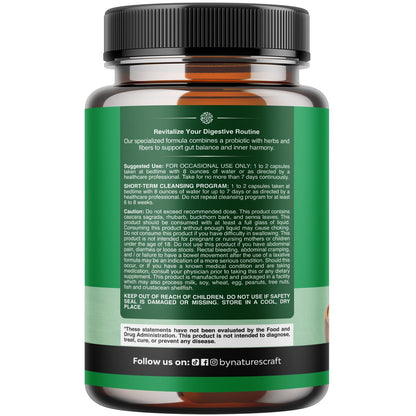Herbal Colon Cleanse for Women & Men - 15 Day Gut Cleanse Detox for Women & Men with Senna Leaf Cascara Sagrada & Psyllium Husk for Fasting Acting Relief