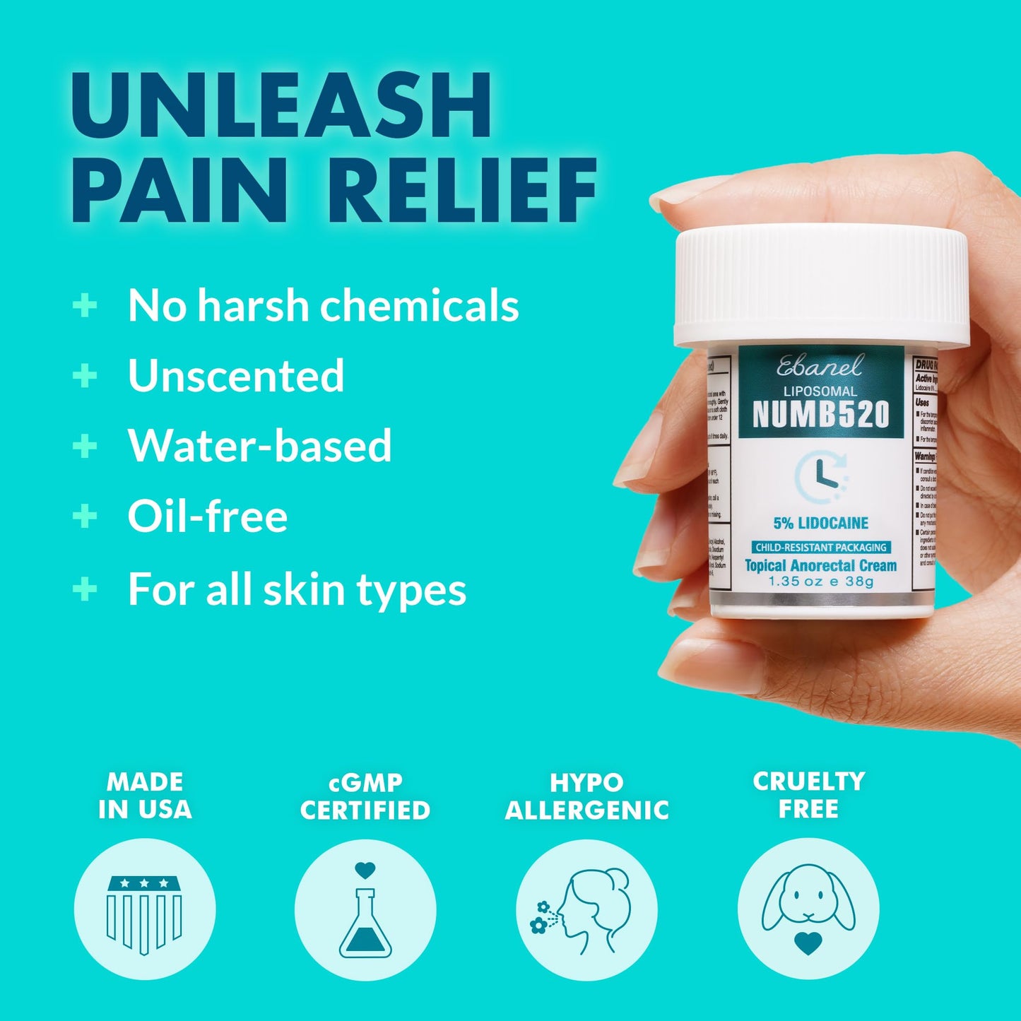 Ebanel Bundle of Lidocaine Numbing Cream, and Numbing Spray