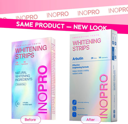 InoPro Teeth Whitening Strips 14 Treatments Kit - Enamel Safe Teeth Whitener, Peroxide-Free, Green White Strips