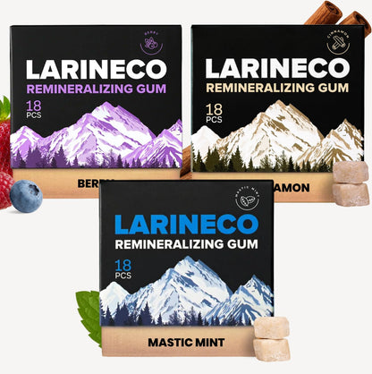 Larineco Remineralizing Gum with Nano Hydroxyapatite & Xylitol – Sugar-Free Xylitol Gum – Plastic-Free, Dye-Free, Aspartame-Free – Natural Base – 18 Pieces (18 Count (Pack of 3)