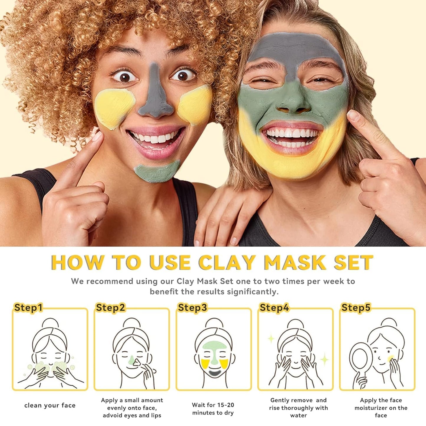 ANAI RUI 3 Pcs Face Mask Set - Turmeric Clay Mask - Green Tea Face Mask - Dead Sea Mud Mask for Oily Skin, Blackheads & Pores -Spa Gift Set Self