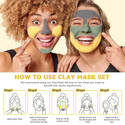 ANAI RUI 3 Pcs Face Mask Set - Turmeric Clay Mask - Green Tea Face Mask - Dead Sea Mud Mask for Oily Skin, Blackheads & Pores -Spa Gift Set Self