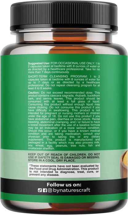 Herbal Colon Cleanse for Women & Men - 15 Day Gut Cleanse Detox for Women & Men with Senna Leaf Cascara Sagrada & Psyllium Husk for Fasting Acting Relief
