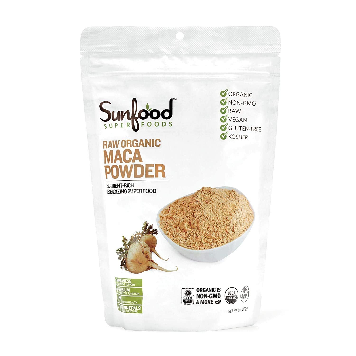 Sunfood Superfoods Organic Maca Powder Supplement for Men & Women - Maca Root Powder Organic with Adaptogens, Peruvian, Raw, Vegan - 8 Oz Bag Sunfood SuperfoodsBuy Supplements Australia