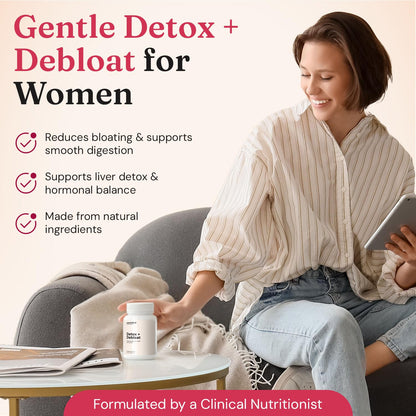 Nourished Natural Health Detox + Debloat - Detox Cleanse and Bloating Relief for Women - Liver and Digestive Support with Milk Thistle