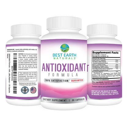 Best Earth Naturals Antioxidant Supplement with Pomegranate, Mangosteen, Goji Berry Capsules for Immune Support - 30 Day Supply