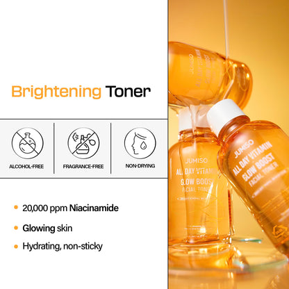 JUMISO All Day Vitamin Glow Boost Facial Toner, Vitamin Daily Toner, Vitamin B,C Toner, Skin Brightening Hydrating, Glowing Toner, Naturally Radiant&Plump Skin, EO&Fragrance Free, 125ml 4.22 FL.OZ
