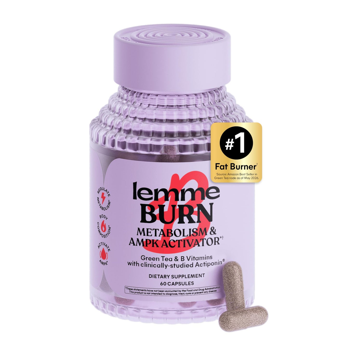 Lemme Burn - Metabolism, Belly Fat Burning + AMPK Activating Supplement for Men & Women w/Clinically Studied Actiponin Gynostemma, Green Tea Extract