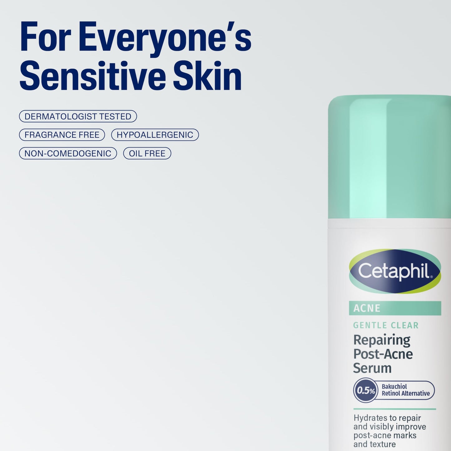 CETAPHIL Gentle Clear Repairing Post-Acne Serum, Retinol Alternative, Oil Free Serum for Sensitive Skin, 1 Fl Oz, Bakuchiol, Improves Skin Tone & Post-acne Marks,