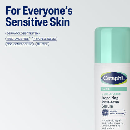 CETAPHIL Gentle Clear Repairing Post-Acne Serum, Retinol Alternative, Oil Free Serum for Sensitive Skin, 1 Fl Oz, Bakuchiol, Improves Skin Tone & Post-acne Marks,