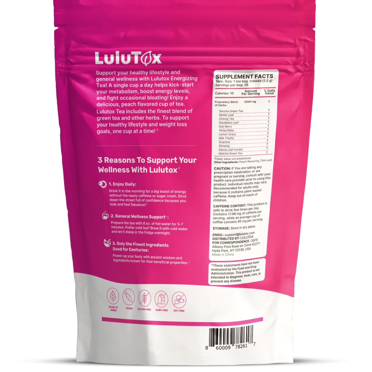 LULUTOX Detox Tea - Herbal Blend with Dandelion, Ginseng, and Ginger - Supports A Healthy Weight, Digestive Health - Vegan, All Natural,