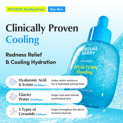 EQQUALBERRY Hyaltoin Flooding Smoothie Serum | 5% Hyaluronic Acid Serum for Face & Redness Relief | Deep Hydrating Cooling Care with 5 Ceramides
