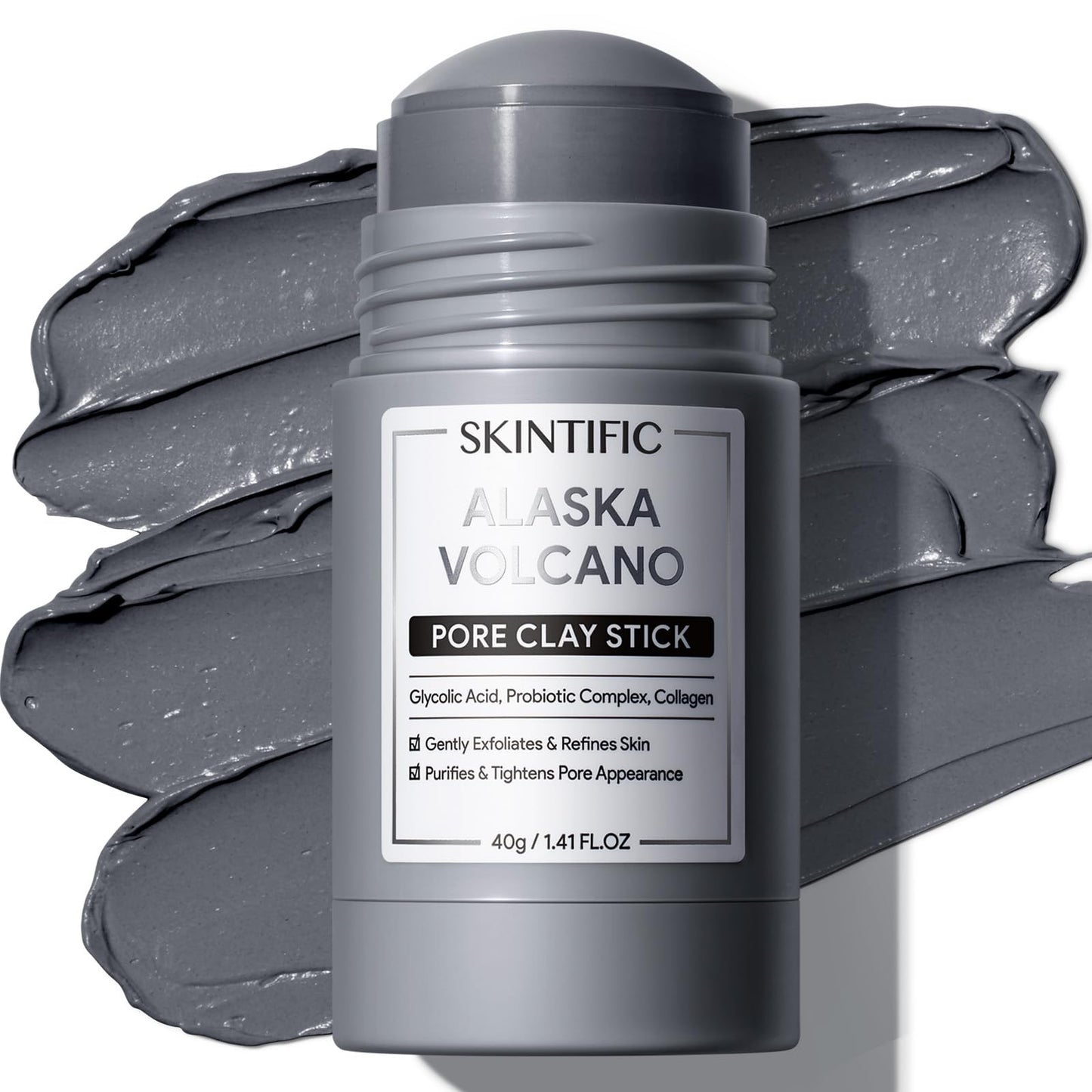 SKINTIFIC Deep Pore Cleansing Blackhead Remover Face Mask Stick, Mud Mask with Natural Alaska Volcano Clay, Gentle Exfoliating, Smoothing Skin